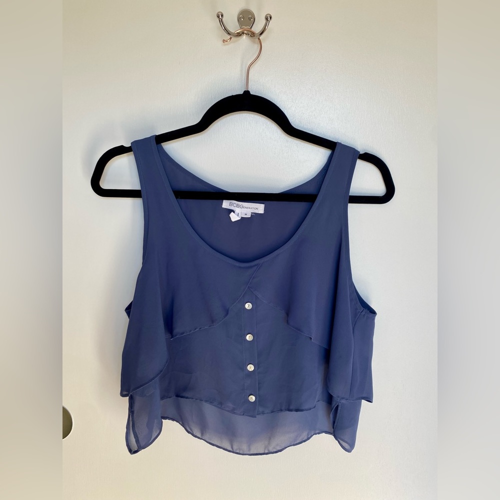 BCBG Sheer Flouncy Crop Top